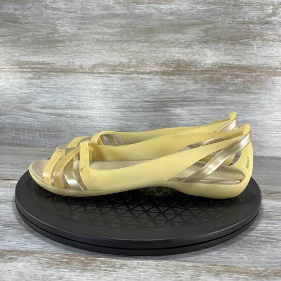 Crocs Women’s Isabella Huarache 2 Cream Tan Jelly Strappy Sandals Size 9 - Picture 1 of 8